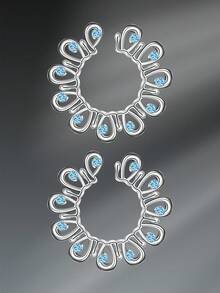 CIZME 1 对女士不锈钢假乳头环，非穿孔乳头环夹式乳头环，假身体穿孔首饰假乳头环身体首饰 - Fake Nipple Ring-A - 查看 11