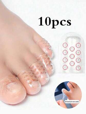 10pcs Gel Toe Protectors, Breathable Open Toe Sleeves Toe Tubes Toe Caps For Separating Toes And Preventing Friction