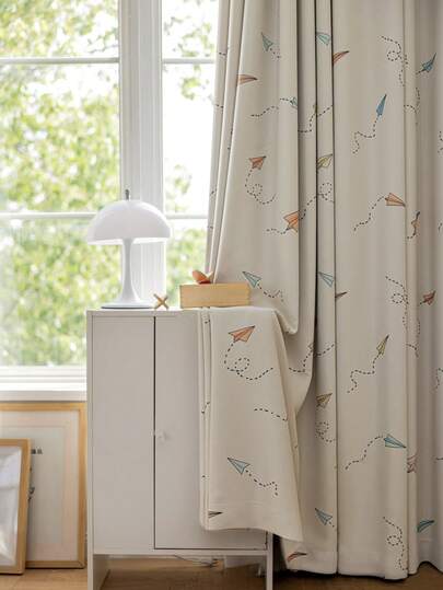 1 Panel de Cortina Opaca con Patrón Lindo de Avión de Papel - Patrón Colorido de Avión, Tela Suave y Pesada, Cinta Multifuncional en la Parte Superior, Para Todas las Estaciones, Bloqueo de Luz y Privacidad, Cortina para Ventana de Dormitorio y Sala de Estar para Niños