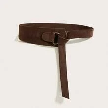 1pc Women's Casual Versatile Solid Color Belt - Coffee - View 7