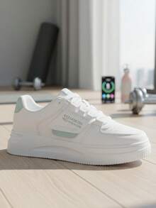 Women's White Low-Top Shoes, Casual Shoes, Outdoor Sports Shoes, Lace-Up Shoes, Lightweight, Easy To Walk, Fashionable, Comfortable, Available In Plus Sizes. - 薄荷綠 - 查看 9