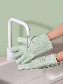 قفازات مقاومة للحرارة بطبعة قلب، قفازات سيليكون سميكة للمطبخ والفرن، قفازات مقاومة للحرارة العالية مضادة للانزلاق لفرن الميكروويف، قطعة واحدة