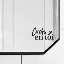 Adhesivo de espejo con afirmación positiva en francés <<Cree en ti mismo» (1 pieza) - Vinilo electrostático reutilizable para puertas de cristal, ventanas, portátiles y decoración del hogar. Diseño fácil de pegar y despegar.