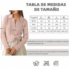 Sueter Tejidos para Mujer,Sweater Mujer Invierno Manga Larga, Cuello v, Finos, Punto Trenzado, Casual, Suave - Rosa - Ver 8