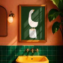1 pieza Póster divertido de pato para el baño: Decoración humorística para el inodoro, adecuado para la decoración del hogar, la decoración de la habitación, la decoración del dormitorio, la decoración de la sala de estar, la decoración del baño, la decoración de la pared, arte de pared opcional con marco - Multicolor - Ver 4