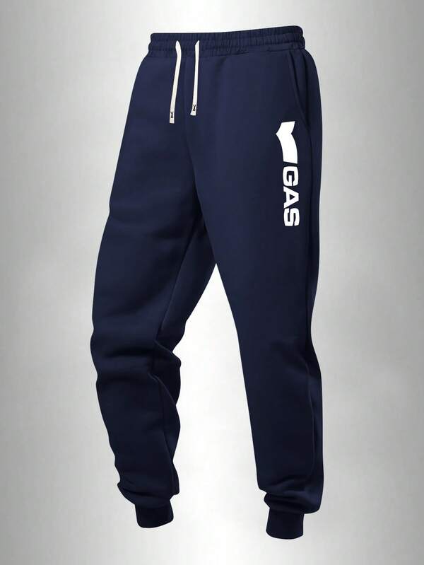 Men's Casual Sweatpants, Letter Print Pattern, With Pockets, Drawstring Waist, Suitable For Spring, Summer, Autumn Streetwear, Jogging, Travel, Vacation, Outdoor, Commuting, Camping, An Ideal Gift For Husband Or Boyfriend