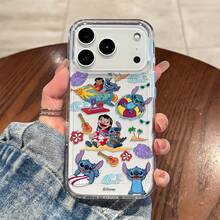 Miniso Disney Cute Stitch & Lilo Summer Beach Print Clear Phone Case - Shockproof Protective Cover With Cartoon Character Design, For IPhone 17 Pro Max/17 Pro/17 AIR/17 16, 15, 14, 13, 12, 11 Pro Max, X,  ,XS ,Plus,Iphone 17 Pro Max Case,Iphone 17 Pro Case,Iphone 17 Case,Stocking Stuffers,The Girlfriend,The Chosen,Early Fall Fashion. - Clear - View 6