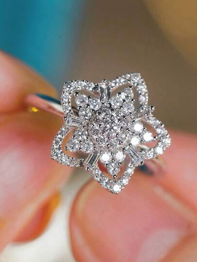 1Pc Teen Classical Cubic Zirconia Rings For Girls For Birthday Gifts For Party Jewelry Daily Decoration