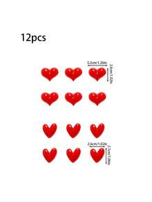 12pcs Modern Heart-Shaped Refrigerator Magnets, Red & White Valentine's Day Stickers, Durable Decorative Magnets, Suitable For Home & Kitchen Organization, Strong Adhesive - Red - View 10