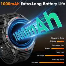Montre connectée pour hommes avec appel Bluetooth/Éclairage LED, écran large ultra-clair de 1,46 pouces, plus de 100 modes multisports, suivi du sommeil et du podomètre. Montre connectée pour hommes avec réveil, calendrier, minuterie. Style extérieur avec batterie 1000 mAh longue durée pour iPhone et Android - Noir - Voir 4