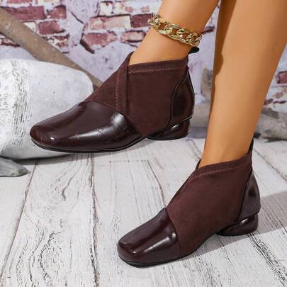 25 Spring New Thick Sole Pointed Toe British Style Pumps Women High Heel Waterproof Platform Black Wedge Slip-On Dress Shoes Party PU Leather Halloween Fashion High Heels Party Autumn/Spring