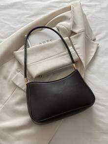 New Fashion Versatile Solid Color PU Waterproof Material Hardware Decoration Design Single-Shoulder Bag, Lady Elegant Wallet, Zipper Opening Single-Shoulder Bag, Business Commuting Bag, Suitable For Shopping. For Going Out To Parties, Festival Gifts