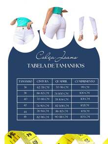 Noble Denim Look Calça Feminina Branca Cintura Alta Skinny Com Elastano - Branco - Visão 9