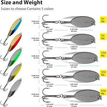 Señuelos de Pesca para Trucha, señuelos de Pesca para Trucha, Lucio, Lucio, Lucio, pez y lucioperca, 1/8 onzas, 1/5 onzas, 1/4 onzas, 3/8 onzas, 1/2 onzas, 3/4 onzas, 5 Unidades - Gancho individual de color B - Ver 7