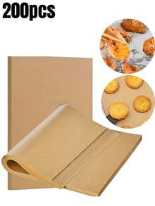 200 piezas Papel absorbente de aceite de alimentos, papel, papel encerado para alimentos fritos/papas fritas, revestimiento de canasta de alimentos papel de hornear precortado, papel de hornear natural antiadherente, apto para horno y parrilla, papel para queso, pasteles, pan 50/100/150/200 piezas