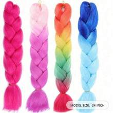 Extensiones de trenzas sintéticas de color ombre afro de 24 pulgadas de largo para mujeres, cabello Kanekalon