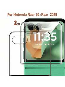 2 piezas Protector de pantalla de vidrio templado de alta definición para /Razr 70 Ultra/Razr Ultra 2026 /Razr 70plus /Razr Plus 2026/ Razr 60 Ultra/Razr Ultra 2025 /Razr 50 /Razr 2024 /Razr 50 Ultra, pantalla trasera curva de cobertura completa transparente resistente a caídas y arañazos (pantalla externa), instalación fácil de vidrio templado para pantalla externa - transparente - Ver 17