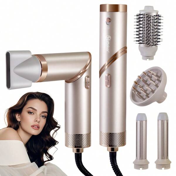 Hatteker Haartrockner 5-in-1 Warmluftbürste Föhn & Styler – 110.000 RPM, Faltbar, Ionentechnologie, Kaltluftfunktion