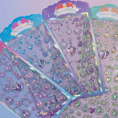 New YT-PF Kids Transparent Crystal Diamond DIY 3D Scrapbooking Decorative Stickers, Cute Bow Reward Stickers