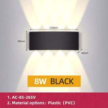 1个黑色/白色LED户外壁灯，防水花园照明壁灯，上下照明壁灯，铝制IP65防水/塑料IP33非防水，两种材质可选，室内外均可使用，暖白光/冷白光，高流明，无频闪，110V/220V，2W/4W/8W/10W/25W，适用于卧室、客厅、厨房、书房、走廊、楼梯、公园、花园、庭院、别墅、车库、阳台、露台等场所。 - 壁燈-IP33塑膠不防水 - 查看 16