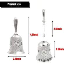 Handglocke, Metall-Dinner-Glocke, Hochzeitsglocken für Restaurant-Service, Kirche, Alarm (Silber)