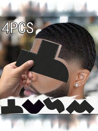 4 Barber Color Enhancement Cards With Measurement Indicators - Reusable Hairline Maker And Beard Alignment Tool, Easy-To-Clean Precision Shaping Grooming Guide, Professional And Home Grooming Tools, Professional Beard Shaping | Precision Grooming Tools | Professional Quality, Barber Accessories