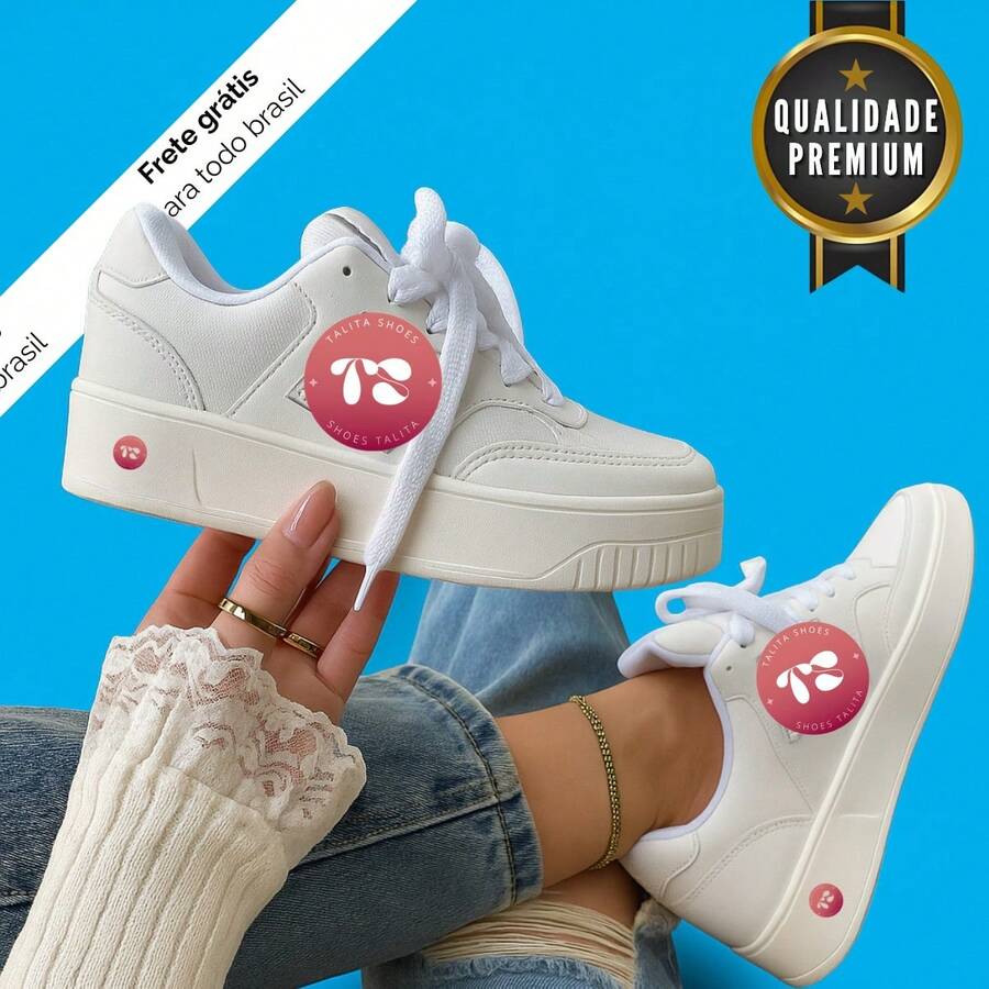 Women's Basic Casual Sneakers With Comfortable High Sole - 白金新品 - 查看 1