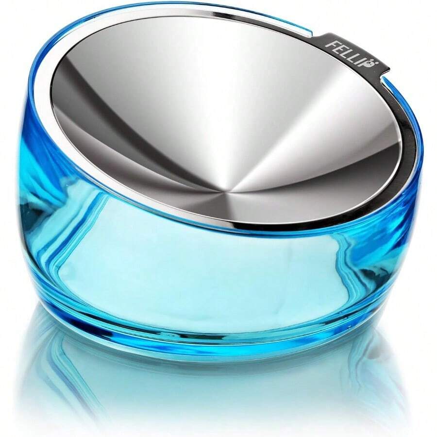 Felli Pet Oblik Whisker Fatigue Cat Bowl Stainless Steel Shallow Flat Plate For Dry Wet Food Elevated Acrylic Base With Treats Storage Anti Vomiting No Slip Feeder Slanted 0.5Cup Sapphire