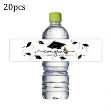 10pcs/20pcs/40pcs 2026Class Of Bottle Wrappers Graduation Water Bottle Labels Black And Gold Graduation Party Favors