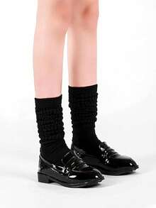 1/6 Pairs Women's Multicolor Slouch Crew Socks, Slouchy Socks, Fashionable Versatile Daily Soft Comfortable Moisture-Wicking Back-To-School Warm