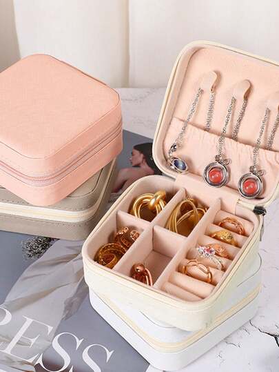1 Stück Reise-Schmuckaufbewahrungsbox - tragbare Mini-Aufbewahrungsbox, geeignet für Ohrringe, Halsketten, Ringe - langanhaltend, geeignet für Teenager und Erwachsene - kompakter Schmuckbehälter. Praktisch und nützlich