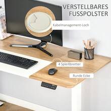 Vinsetto Computer Desk, Electric Desk, Standing Desk, Height Adjustable, Motorized Desk Frame, Metal, Natural+White On Site - 1 - 查看 4