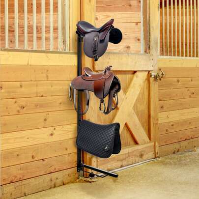 Wall Mount Saddle Rack, 24 X 7 X 52 In, Four Tiers Horse Saddle Storage Rack, Heavy Duty  Equestrian Western And English Saddle Stand, Horse Blanket Holder For Tack Room Organization
