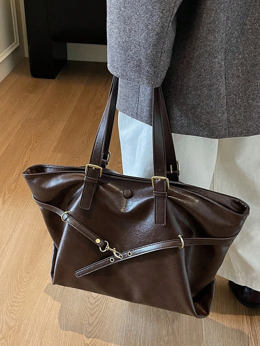 时尚、多功能、优雅的全新设计简约潮流单肩腋下托特包，休闲通勤商务高端托特包 - 彩色 - 查看 1