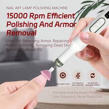 专业电动美甲打磨套装，指甲锉打磨机，指甲及足部护理套装，家用及沙龙美甲锉套装，指甲抛光工具 - 白色 - 查看 7