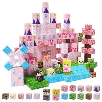 Magnetic Blocks, 3D Puzzle Building Cubes, Creative STEM Sakura Princess Castle Game For Girls & Boys, Birthday Party Favors & Christmas Gifts