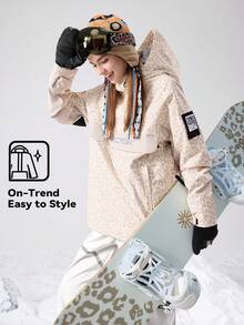 VECTOR MOTION Rebel Pullover Padded Hooded Ski Jacket, Unisex, Windproof, Waterproof, Abrasion-Resistant, Breathable, Stretchy, Half-Zip Hoodie, For Single/Double Board