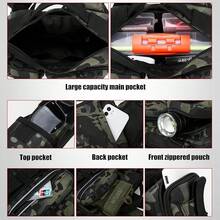 Mochila para aparejos de pesca, bolsa de almacenamiento de equipo de pesca, mochila para pesca con mosca con soporte para caña, mochila de hombro, bolsa de nailon impermeable para hombres - Negro-2 - Ver 3