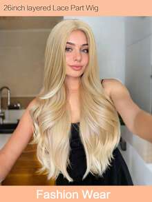 Long Straight Wig For Women Hair Wig 1.5*3.5inch Lace Middle Part Long 26 Inches Synthetic Natural Looking Wig For Daily Full Wigs For Women Girls - Multicolor - View 15