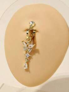 1pc Butterfly Design Fake Piercing Navel Ring Jewelry For Women