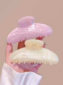 2pcs Large Size Pink & White Ombre Wavy Hair Clips, 11cm, High Quality Elegant Minimalist Versatile Summer Hair Accessories Suitable For Daily, Casual, Party, Work, Vacation, Face Washing, Makeup, Outfit Matching Elegant Claw Clip Winter Hair Clutch