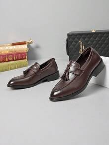 男士商务皮鞋，新款英伦风乐福鞋，休闲商务皮鞋，男士婚鞋 - 棕色 - 查看 4