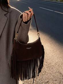 1 pezzo Borsa a spalla in pelle PU tinta unita per donna, borsa a tracolla versatile per pendolarismo, cinghia regolabile