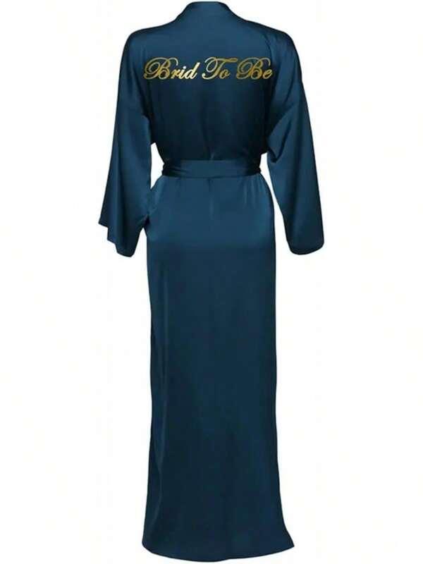 larga de gasa de satén de manga larga, batas de dama de, larga para mujer, de baño de boda para el hogar