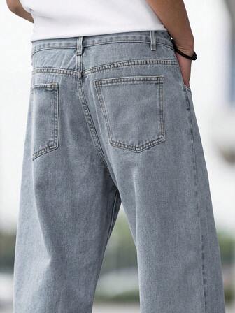 Men's Loose Fit Distressed Flare Jeans Casual Wide Leg Denim, Cotton, Daily Wear, Fashion