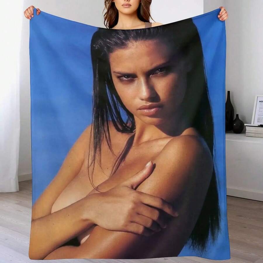 Adriana Lima Throw Blanket Warm Winter Custom Warm Blankets - 黑色 - 查看 1
