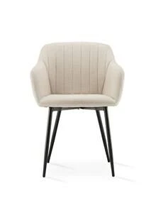 Goeurvant Contemporary Vertical-Stripe Upholstered Dining Chairs With Armrests & Metal Legs For Dining Room, Kitchen, Living Room - Set Of 2 / Set Of 4 / Set Of 6 - Beige - Beige - View 5