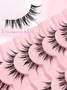 Asiteo 7 Pairs Wet Look Eyelashes Manga Faux Mink Lashes Fairy Style Clear Band Wispy Natural And Dramatic Eyelash Extensions Makeup Tool - Comic wet eyelashes - View 5