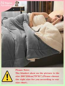 1pc Light Gray Fleece & Sherpa Reversible Blanket, Super Soft Traditional Flannel Coral Fleece Blanket For Sofa, Office, Bedroom, Travel And Camping, Multipurpose All Season Washable Blanket - Light Grey - View 4