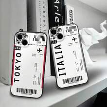 World City Travel Ticket New York London Tokyo Phone Case Silicone Soft Cover Compatible With  16 15 14 13 12 11 Plus Pro Max Plus, Cover Compatible With  17 Case,  17 Pro Case,  17 Pro Max Case - Z5 - 查看 5